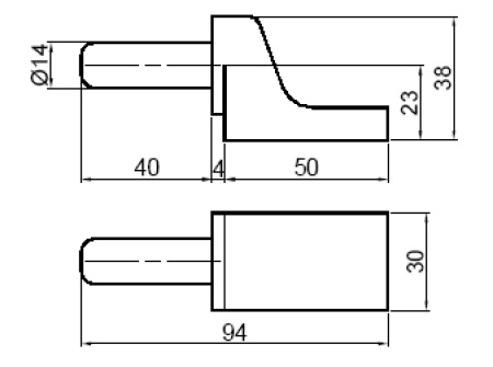 Short Pin Hinge D14 Center Height 23