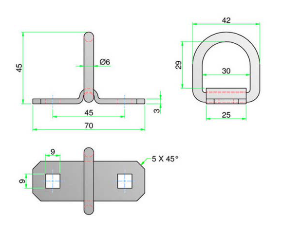 Zinc-plated Small Lashing Ring with Galvanized Support