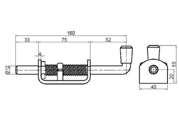 Small Spring Bolt Diameter 12 Length 160