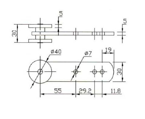Zinc-plated Steel Roller Diameter 40 without Bearing